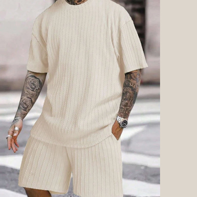 👕Round-neck Pullover Vertical Striped Two-piece Set
