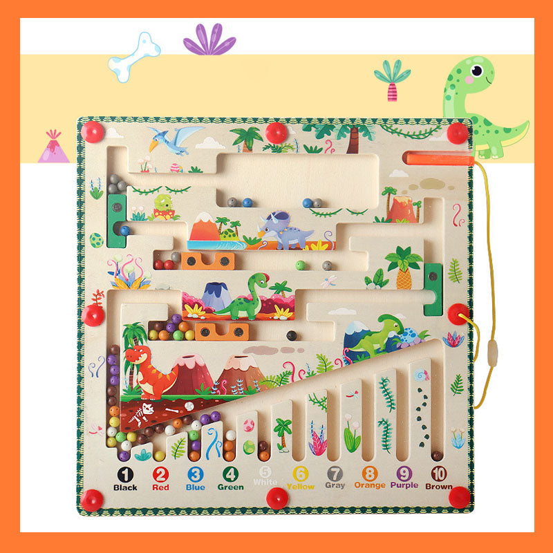 Wooden non-toxic magnetic bead maze toy