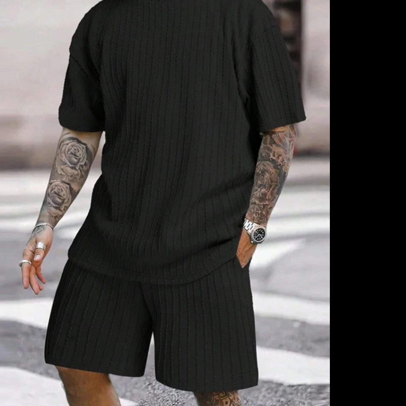 👕Round-neck Pullover Vertical Striped Two-piece Set