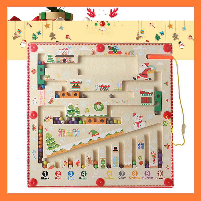 Wooden non-toxic magnetic bead maze toy