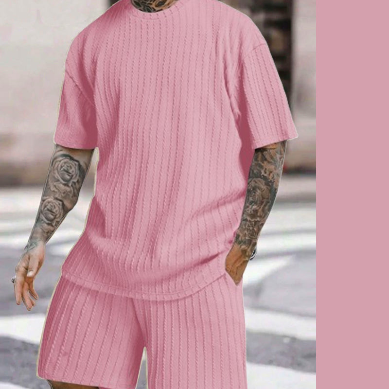 👕Round-neck Pullover Vertical Striped Two-piece Set