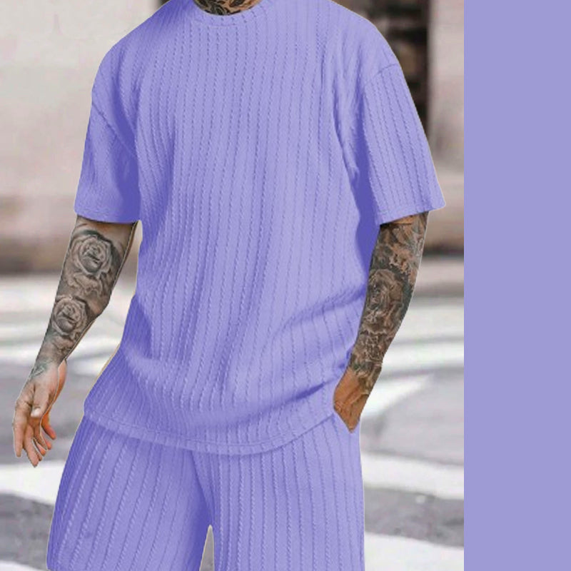 👕Round-neck Pullover Vertical Striped Two-piece Set