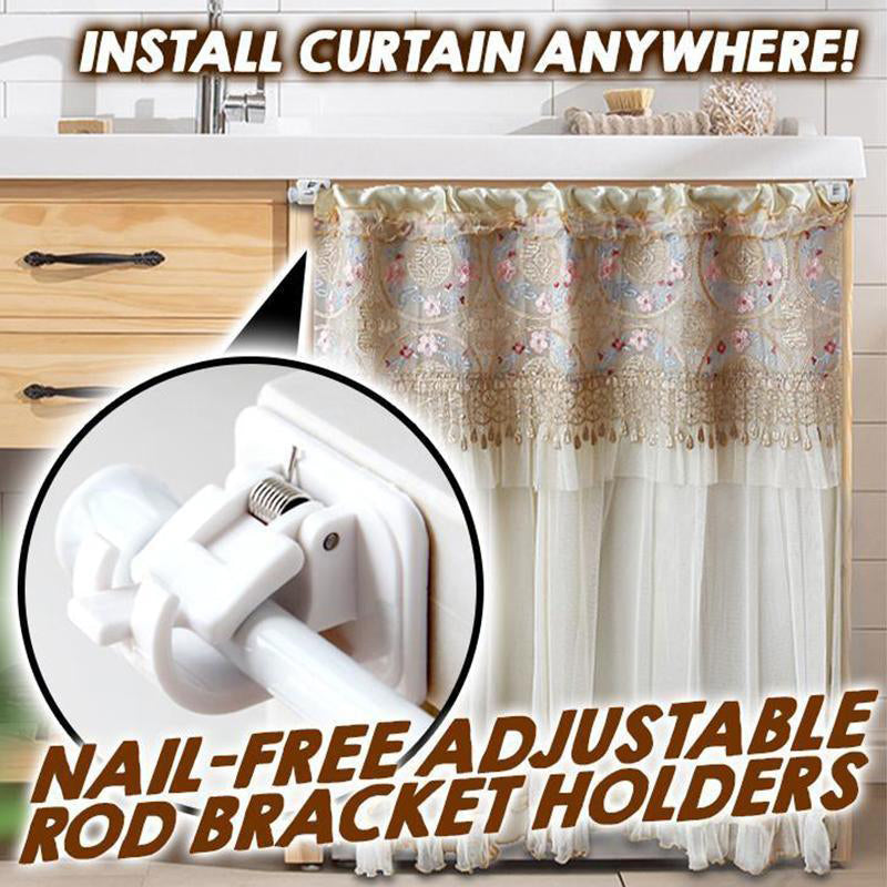 Nail-free Adjustable Rod Bracket Holders(2Pcs)