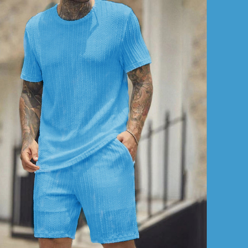 👕Round-neck Pullover Vertical Striped Two-piece Set