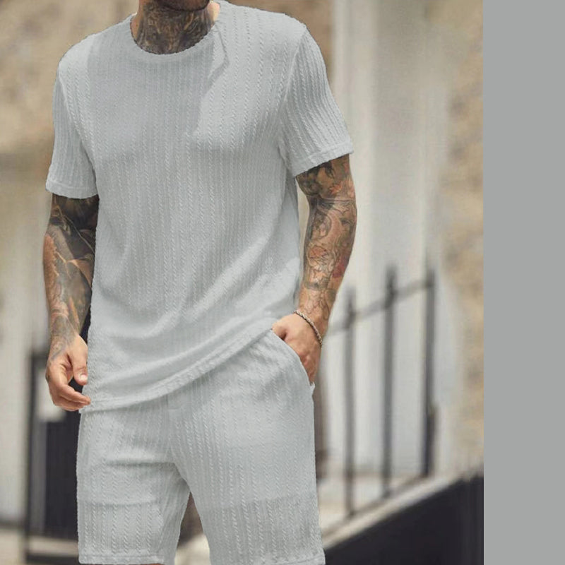 👕Round-neck Pullover Vertical Striped Two-piece Set