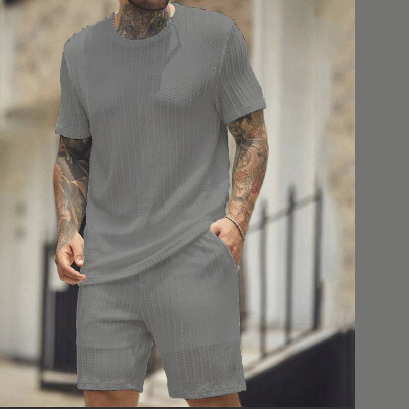 👕Round-neck Pullover Vertical Striped Two-piece Set