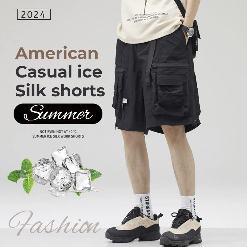 2024 Summer Thin American Casual Ice Silk Shorts