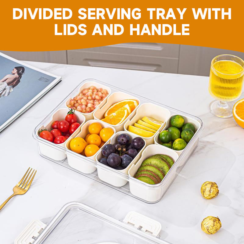 Divided Serving Tray with Lids and Handle
