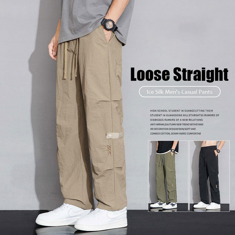 Loose Straight Ice Silk Men's Casual Pants