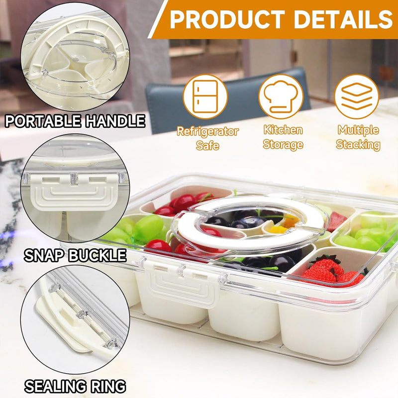 Divided Serving Tray with Lids and Handle