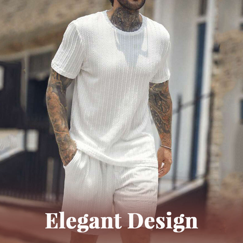👕Round-neck Pullover Vertical Striped Two-piece Set