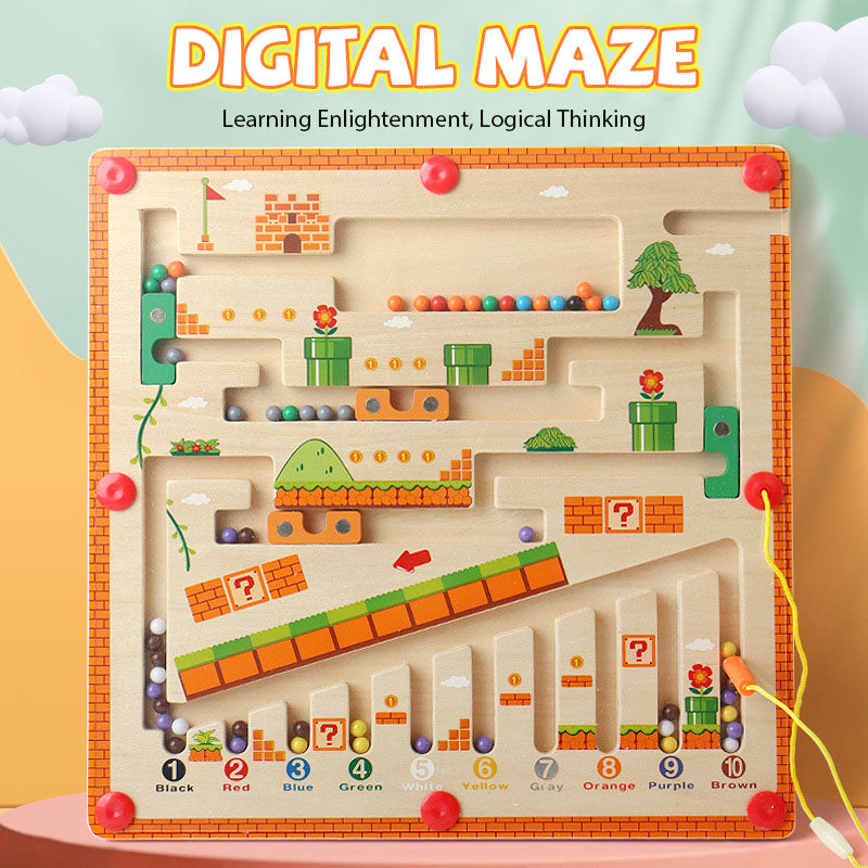 Wooden non-toxic magnetic bead maze toy