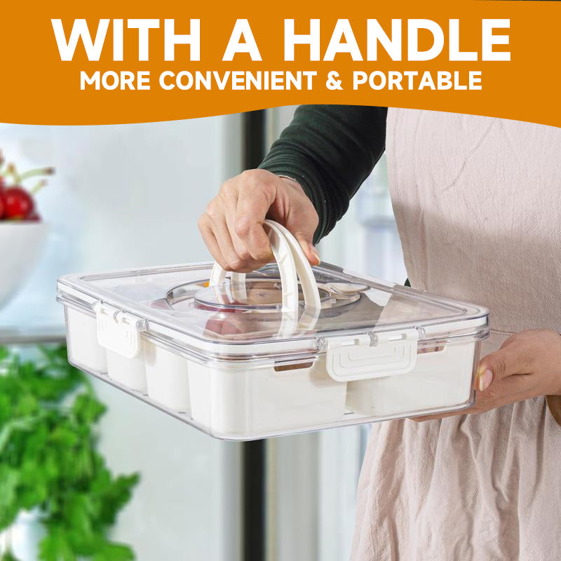 Divided Serving Tray with Lids and Handle