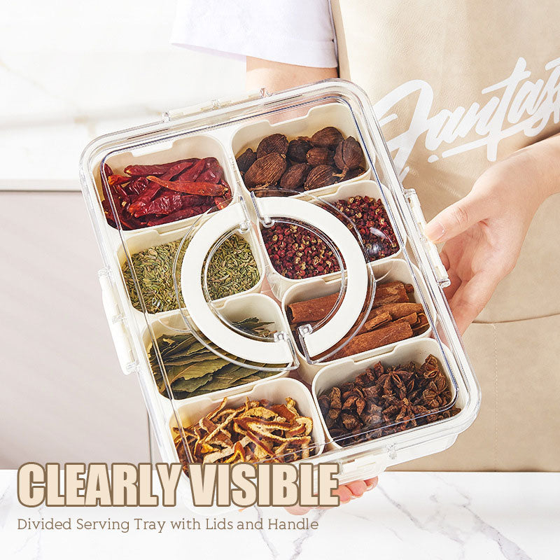 Divided Serving Tray with Lids and Handle