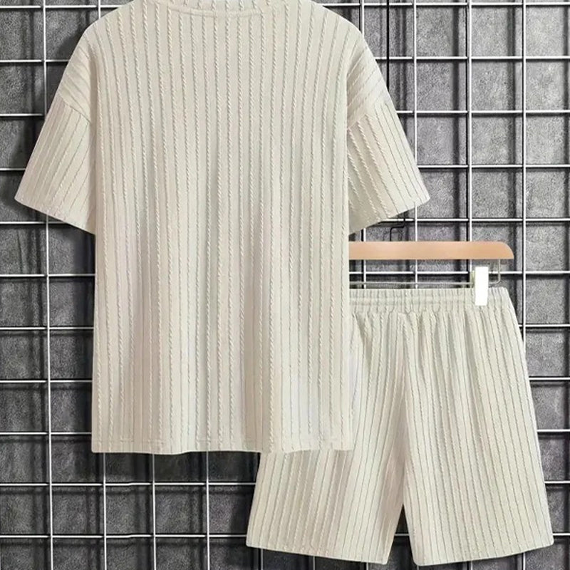 👕Round-neck Pullover Vertical Striped Two-piece Set
