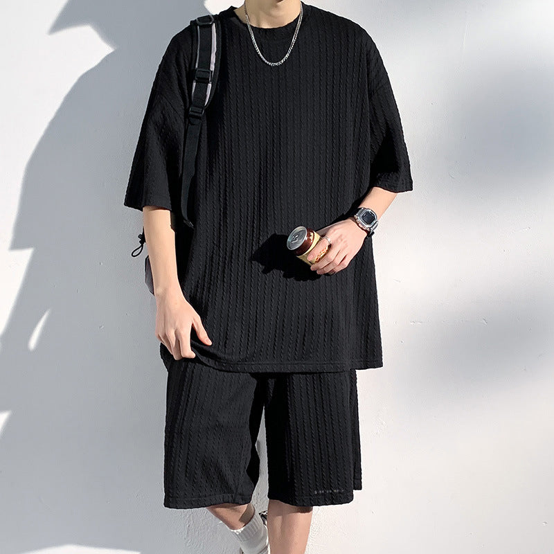 👕Round-neck Pullover Vertical Striped Two-piece Set