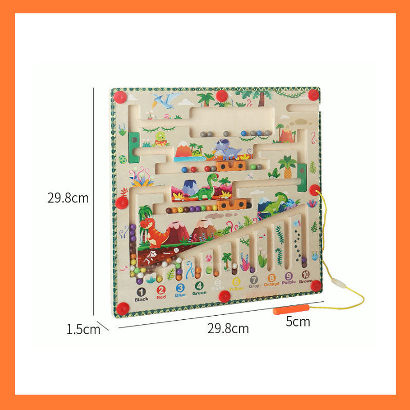 Wooden non-toxic magnetic bead maze toy