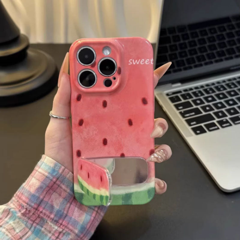 🍉Watermelon Mirror Phone Case | Multifunctional Beauty With Built-In Stand