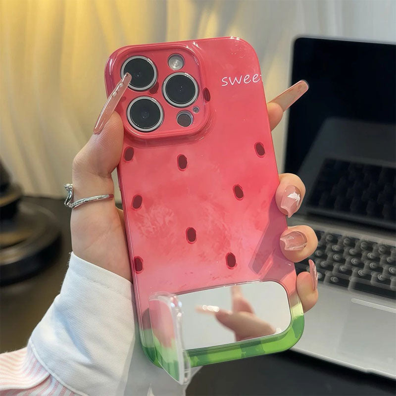 🍉Watermelon Mirror Phone Case | Multifunctional Beauty With Built-In Stand