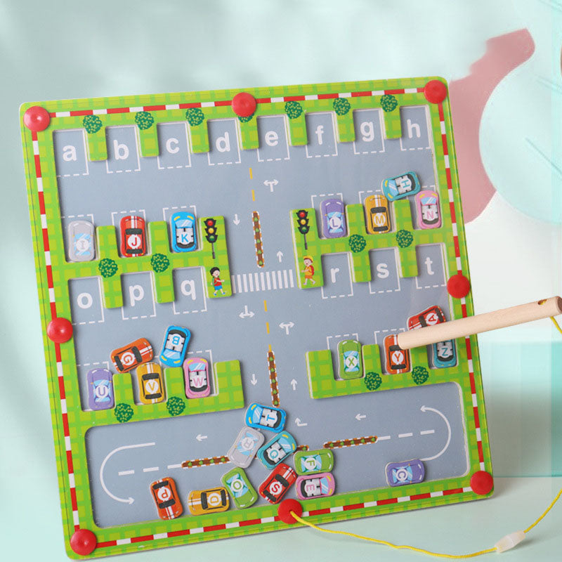 Wooden non-toxic magnetic bead maze toy