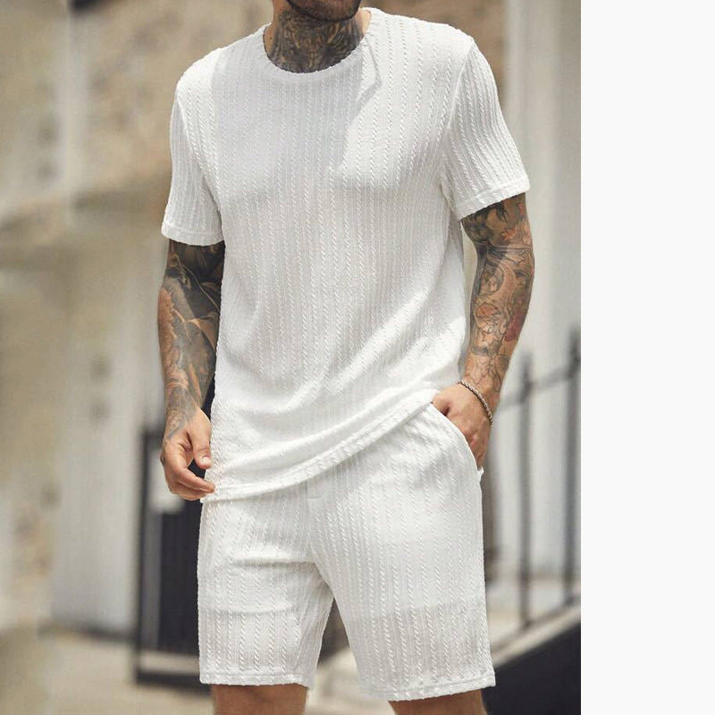 👕Round-neck Pullover Vertical Striped Two-piece Set