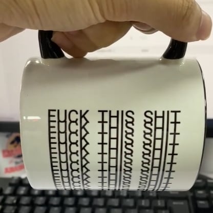 🖕F**k This Shit Mug, Hidden Message Funny Ceramic Coffee Mugs