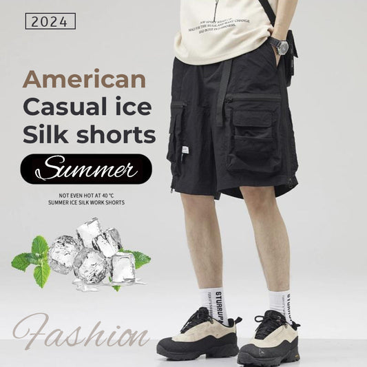 2024 Summer Thin American Casual Ice Silk Shorts