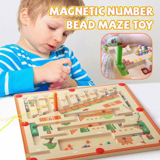Wooden non-toxic magnetic bead maze toy