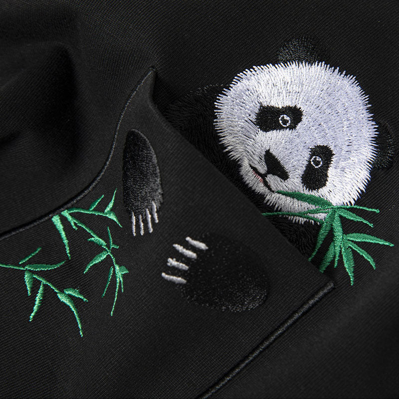 🐼 Panda Embroidered Loose Casual Cotton T-Shirt